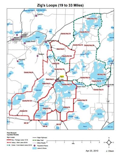 Bike Trail Maps - Zig's Loop - Brainerd MN Biking - MN Bike Trails